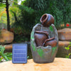 Garden Solar Water Feature LED Light Fountain Outdoor Resin Statue Ornament Pump