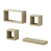 NEW OAK SET OF 4 FLOATING SHELVES SHELF KIT DISPLAY UNIT WALL MOUNTED HOME