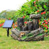 Solar Powered Garden Fountain LED Water Feature Wooden Effect Statue Cascading