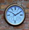 Copper Effect Garden Station Wall Clock with Thermomer Indoor Outdoor Roman 38cm
