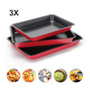 3 PIECE NEW LARGE NON STICK OVEN BAKING ROASTING PAN DISH ROAST TIN & TRAYS SET