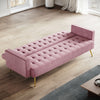 3 Seater Pink Sofa Bed Luxury Velvet Nonwovens New Foam Contrast Gold Metal Legs