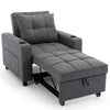 HUDSON 1-SEATER, 2-SEATER SOFA BED LINEN FABRIC WITH CUP HOLDERS GREY