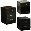 Riano Bedside Chest 1 2 3 Drawer Black Wood Bedroom Storage Furniture Unit