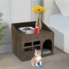 2 Tier Wooden Cat Litter Box Cat Bed Cave Pet House Nightstand Indoor Outdoor UK