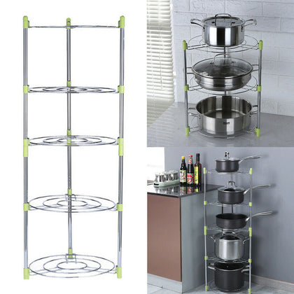 3/5 Tier Pan Pot Holder Cupboard Kitchen Cabinet Storage Organiser Rack Stand UK