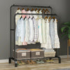 Heavy Metal Double Clothes Rail Hanging Rack Garment Display Stand Storage Shelf