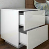 High Gloss Bedside Table Nightstand Cabinet 2 Drawers RGB LED Light Modern White