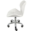 Cushioned Computer Desk Office Chair Chrome with Legs Lift Swivel Small in White