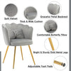 Velvet Upholstered Accent Chair Wing Back Armchair with Pilow & Metal Legs Grey