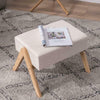 Ottoman Pouffe Linen Footstool Wooden Leg Low Padded Footrest Stool Seat