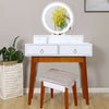 White Dressing Table with Stool Set, LED Makeup Desk Mirror Living Room Bedroom