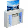 Modern TV Unit Cabinet Stand High Gloss Doors Matt Body with LED Lights Corner