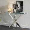 Clear Tempered Glass Console Table Living Room Hallway Side Table Chrome Legs