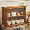 Wooden Storage Cabinet Cosmetic Case Brown Display Shelf Cupboard Glass Door Box