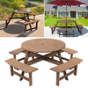 Garden Cafe Bistro Table Benches Set Wooden Round Table 6/8 Seater Furniture