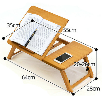 Foldable Bamboo Laptop Computer Desk Bed Sofa Tray Stand Table Adjustable Legs