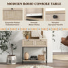 2-Tier Console Table Boho Style Foyer Accent Table Sofa Side Table w/2 Drawers