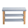 3 Tier Bamboo Bench Hallway Shoe Rack Storage Organiser Holder, Grey