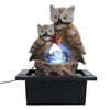 Crystal Ball Owl Indoor Fountain Garden Water Feature LED Lights Statue Ornament