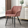 Pair of Modern Dining Chairs Rose Pink Velvet Seat Home Office Lounge Armchairs