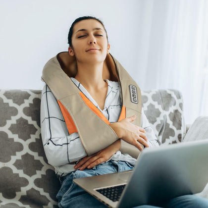 Neck Electric Shoulder Massager Back Kneading Pain Shiatsu Khaki