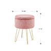 Large Foot Stool Storage Ottoman, Soft Padded Seat Golden Metal Legs Vanity Seat