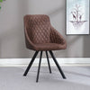 2x Grey&Brown Dining Chairs Set PU Faux Leather Padded Metal Legs Accent Chair