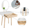 White Dressing Table Stool Set Makeup Vanity Unit LED Lighted Mirror w/Drawers
