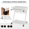 Movable Computer Desk with 4 Moving Wheels Sliding Keyboard Tray White