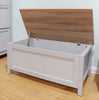 Grey Oak Ottoman Storage Chest Toy Chest Blanket or Bedding Box Safety Hinge