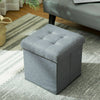 GREY LINEN LARGE FOLDING STORAGE OTTOMAN POUFFE SEAT FOOT STOOL STORAGE BOX UK