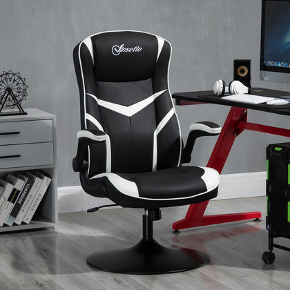 Gaming Chair Ergonomic Computer Chair PVC Leather Exclusive Swivel Chair White