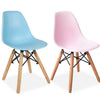 2x Eiffel Kids Children Chairs White/Pink/Blue Plastic Seat with Wooden Legs