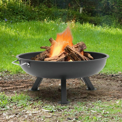 Round Fire Pit 3 Legs Patio Garden Bowl Outdoor Camping Patio Heater Log Burner