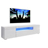 High Gloss White TV Stand Cabinet Unit Doors Storage with RGB LED Cupboard 200cm