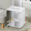 Wooden Sofa Side Table Rolling C-Shape Laptop Desk With Storage Display Shelves