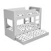 Single Wooden Bunk Bed Grey Kids with Trundle Bed and Two Ladders Modern