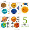 5 Sheet Children Kid Bedroom Wall Planet Sun Space Solar System Sticker Decor