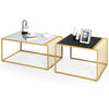 Set of 2 Nesting Coffee Table Modern Side End Table Set Metal Home Living Room