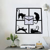 Black Cute Cat Quartz Living Room Bedroom Wall Clock Wall Mounted Decoration UK