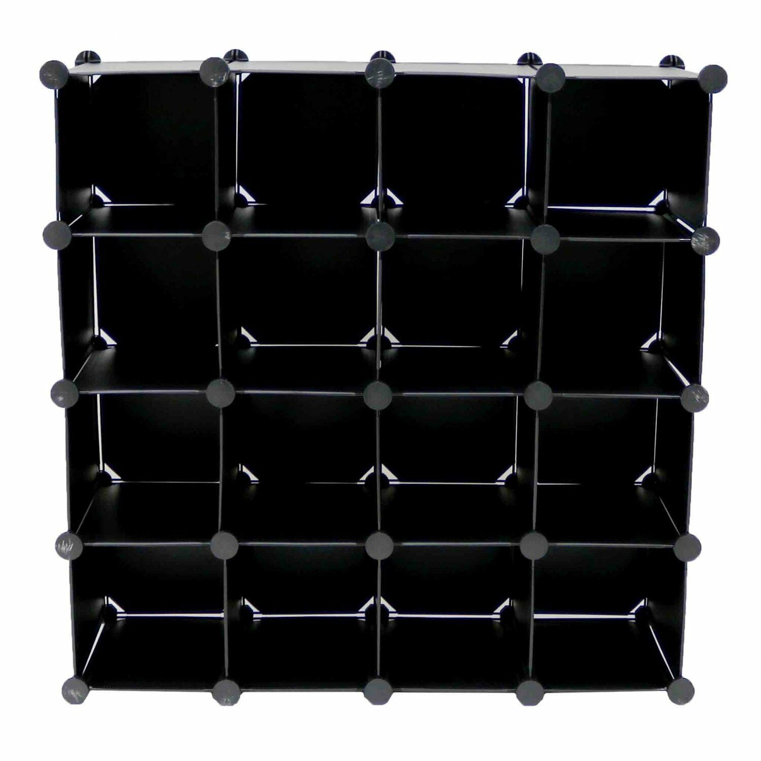 NEW! Interlocking 16 Compartment Shoe Organiser Storage Cube Rack Blac ...