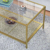 Coffee Table, Cocktail Table with Tempered Glass Top and Mesh Shelf LGT031A01
