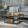Vintage Square Coffee Table Large Shelf Storage Metal Mesh Industrial Style Room