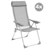 Set 4 Aluminium folding garden chairs outdoor camping patio furniture silver new