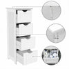 Bathroom Wood Cabinet Storage 4 Drawer 1 Door Free Standing Cupboard Unit White