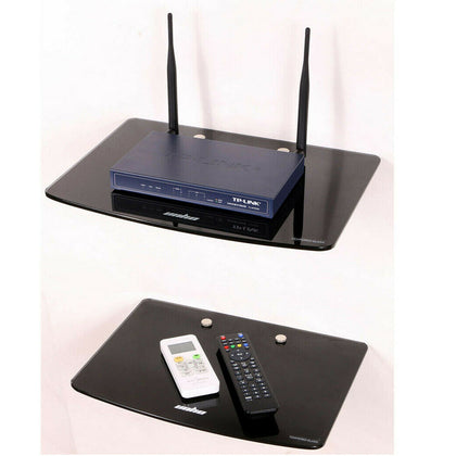 Floating Single Glass Shelf Wall Mount for TV DVD Player Blu-ray Player WII DVR