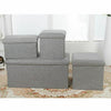 Grey Linen Folding Storage Ottoman Pouffe Seat Foot Stool Foldable Storage Stool