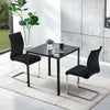 4 Pcs Velvet Dining Chairs High Back Chrome Legs Unique shaped Black Living room