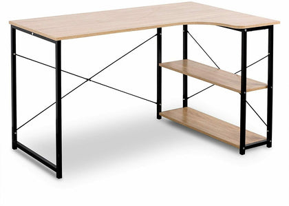 PC Computer Desk Writing Study Table Office Home Workstation Wooden Metal Oak